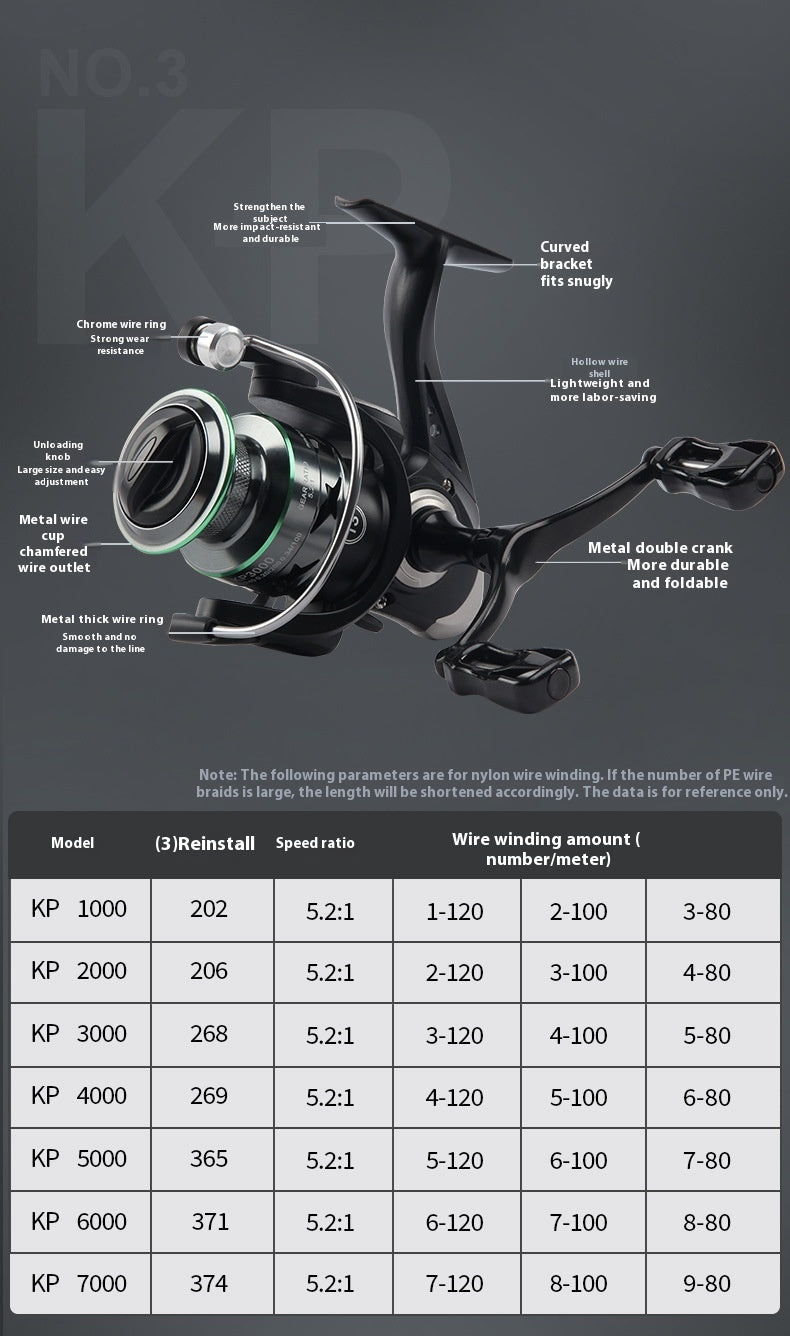 Full Metal Line Cup Lure Spinning Reel Wholesale Fishing Reel Long Casting Sea Rod Reel Sea Fishing Reel Snakehead Fishing Reel KP