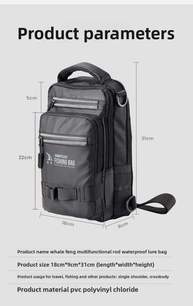 Multifunctional Waterproof Lure Backpack Single Shoulder Crossbody Lure Bag with Rod Insertion Wholesale Fishing Bag Bait Bag
