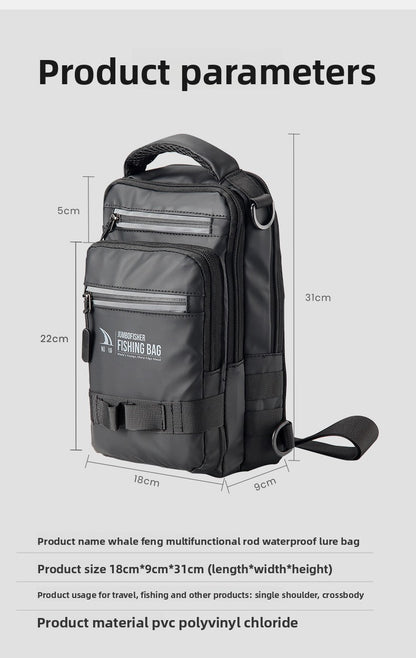 Multifunctional Waterproof Lure Backpack Single Shoulder Crossbody Lure Bag with Rod Insertion Wholesale Fishing Bag Bait Bag