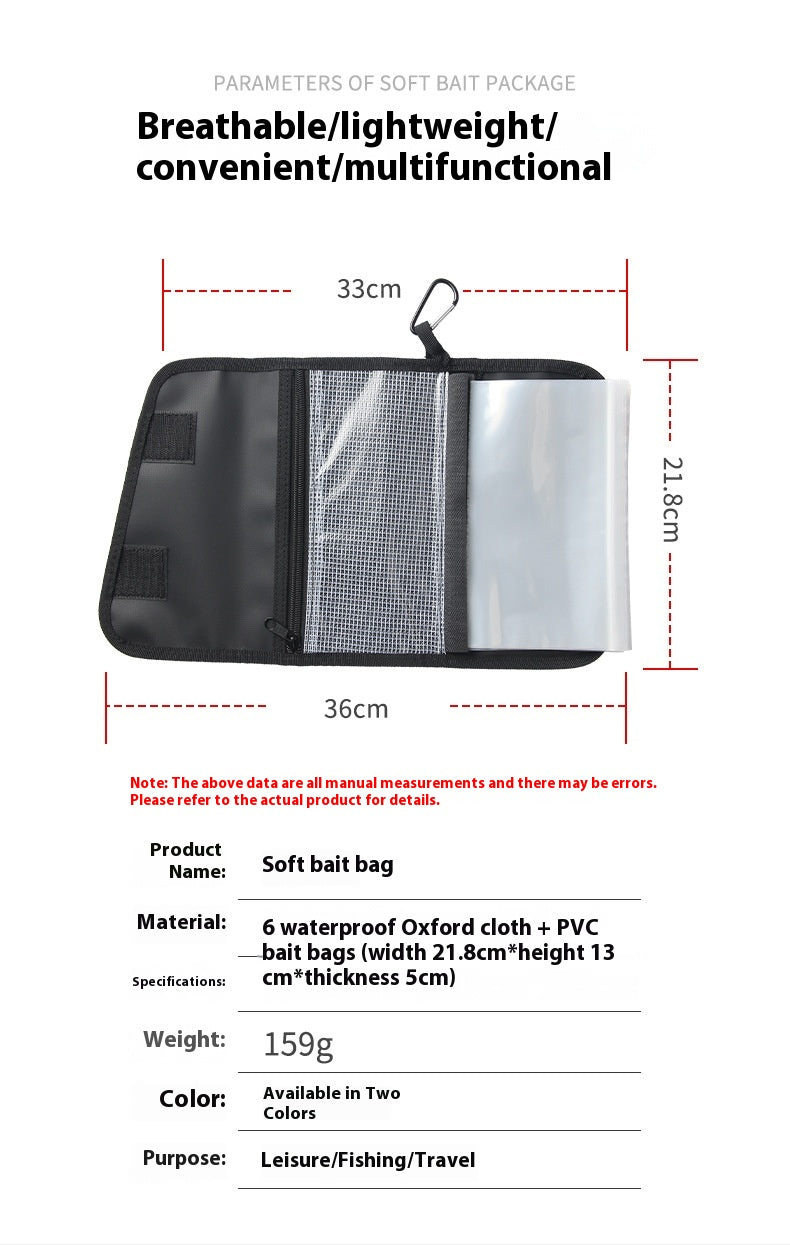 Soft Bait T-Tail Storage Bag Soft Worm Curved Tail Storage Bag Sealed Waterproof Large Capacity Fake Bait Includes Ziplock Bag
