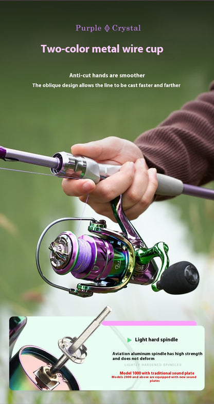 Electroplated Colorful Spinning Wheel Wholesale Gap-Free Fishing Reel 3+1 Bearing Fishing Line Reel Metal Line Cup Long Casting Reel