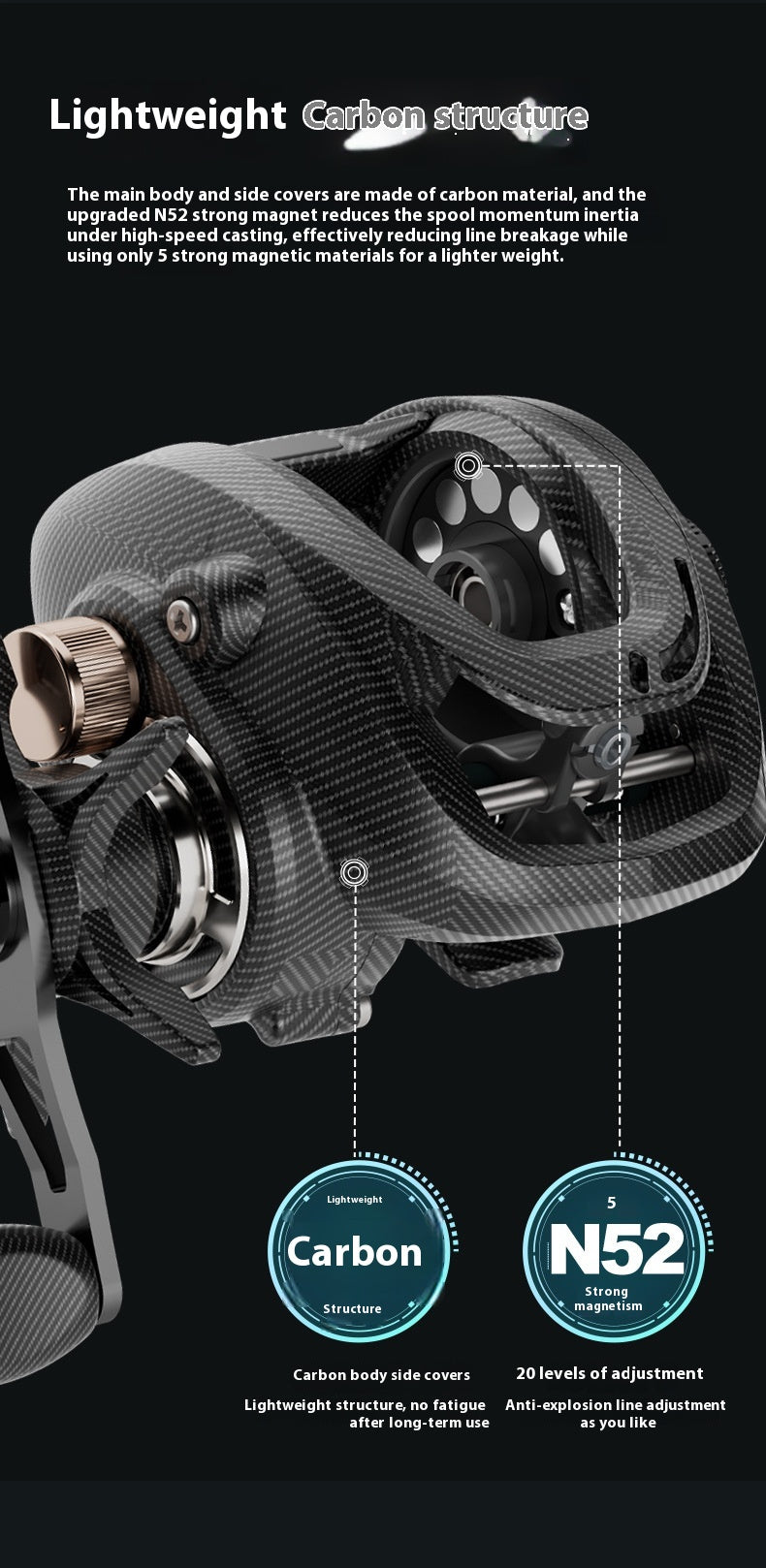 Lure Long Casting Baitcasting Reel Wholesale Takuuma Jig Fox Same Model with Drag Alarm Black Fishing Reel Ultra-light Sea Fishing Reel