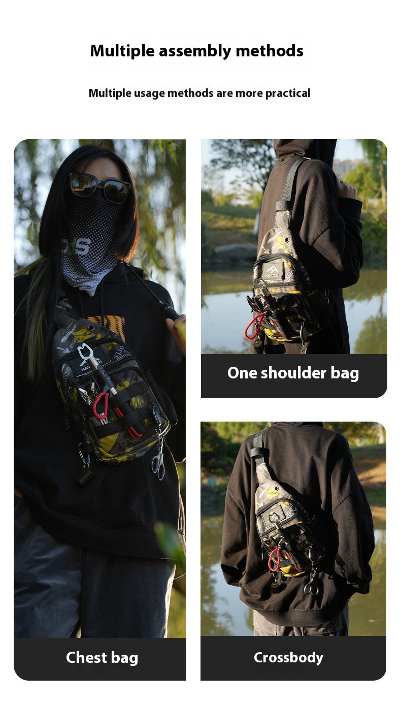 Lure Bag 2025 New Multifunctional Fishing Bag with Rod Insert Camouflage Outdoor Single Shoulder Crossbody Bag Lure Waist Bag