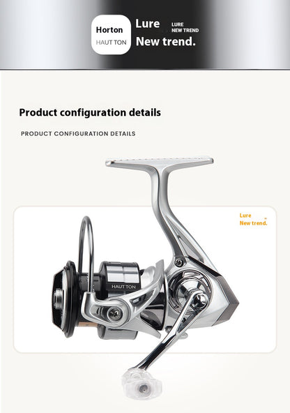 Long Casting Micro Lure Spinning Reel 5.2:1 Fishing Reel Gapless Metal Line Cup Fishing Reel