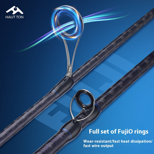 Full Fuji O-Ring ML Hardness 1.98m Long Casting Lure Rod Solid Wood Handle Cross Carbon Swordfish Rod Wholesale