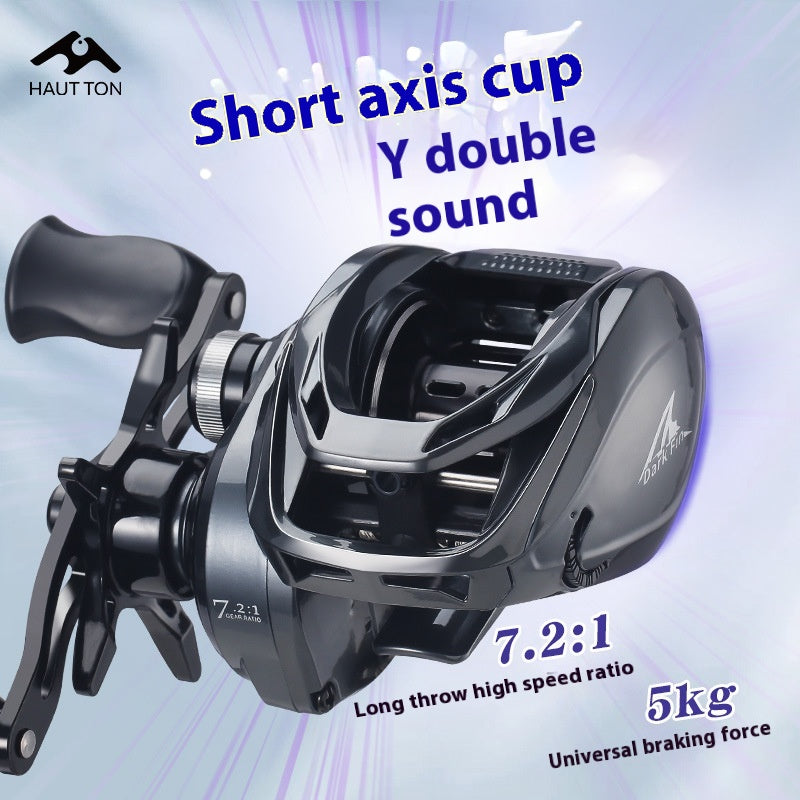 Anti-Explosion Line Long Casting Baitcasting Reel 7.2:1 Gear Ratio with Drag Alarm Fishing Reel Short Shaft Line Cup Fishing Reel
