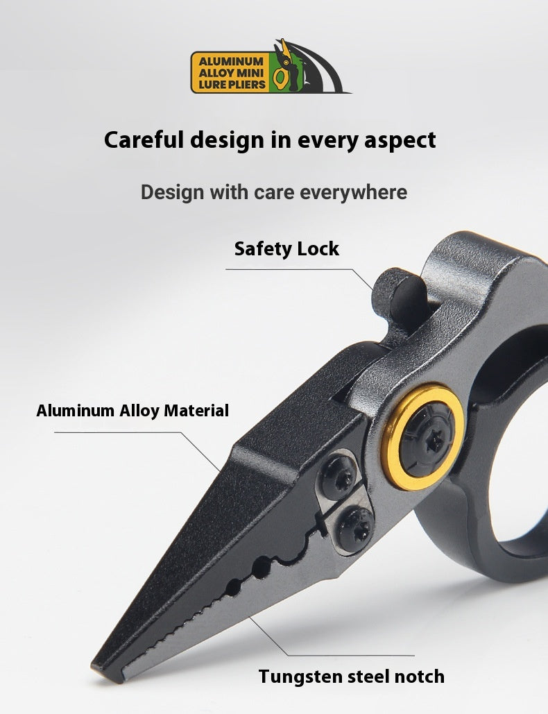 Lockable Aluminum Alloy Pliers Mini Lure Pliers Ring Opener Line Cutter Fishing Line Cutter Ring Cutter Line Cutter Only 28g