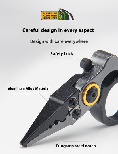 Lockable Aluminum Alloy Pliers Mini Lure Pliers Ring Opener Line Cutter Fishing Line Cutter Ring Cutter Line Cutter Only 28g