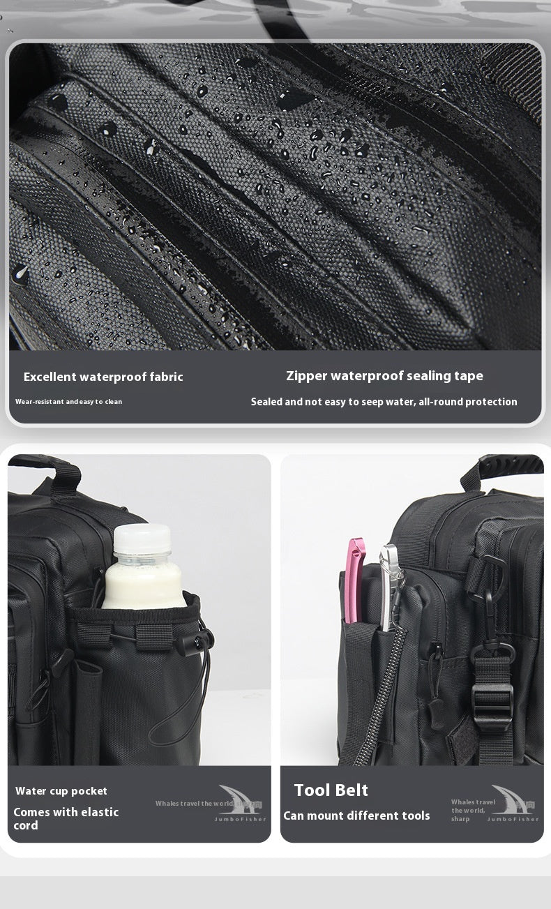Waterproof Large Capacity Lure Bag Multi-Functional Rod Insert Backpack Outdoor Fishing Bag Single Shoulder Crossbody Bag
