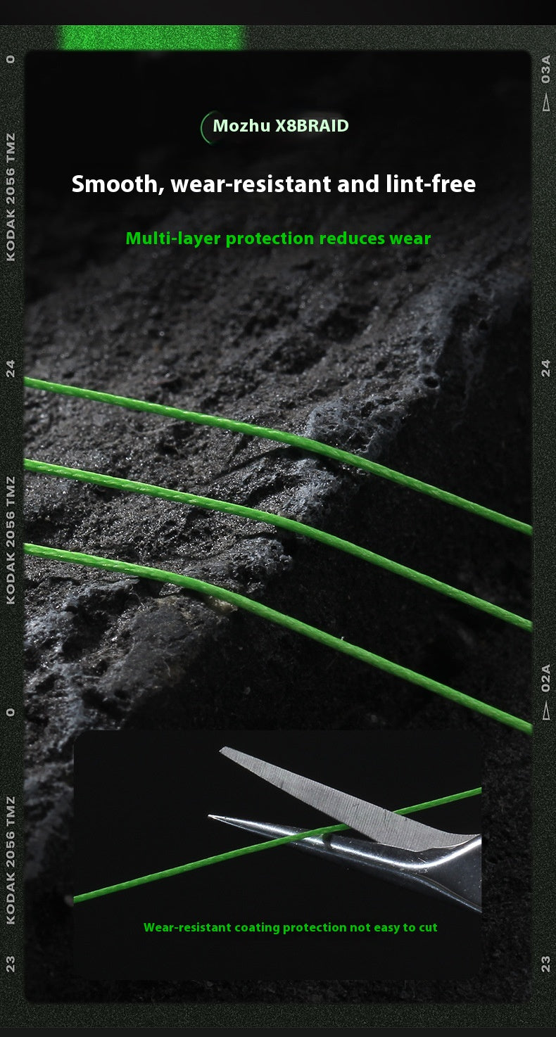 Eight Braid Green Lure PE Line Long Casting Smooth Powerful Horse Line Black Thunder Strong Line Fishing Main Line Wholesale Moxu