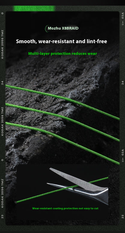 Eight Braid Green Lure PE Line Long Casting Smooth Powerful Horse Line Black Thunder Strong Line Fishing Main Line Wholesale Moxu