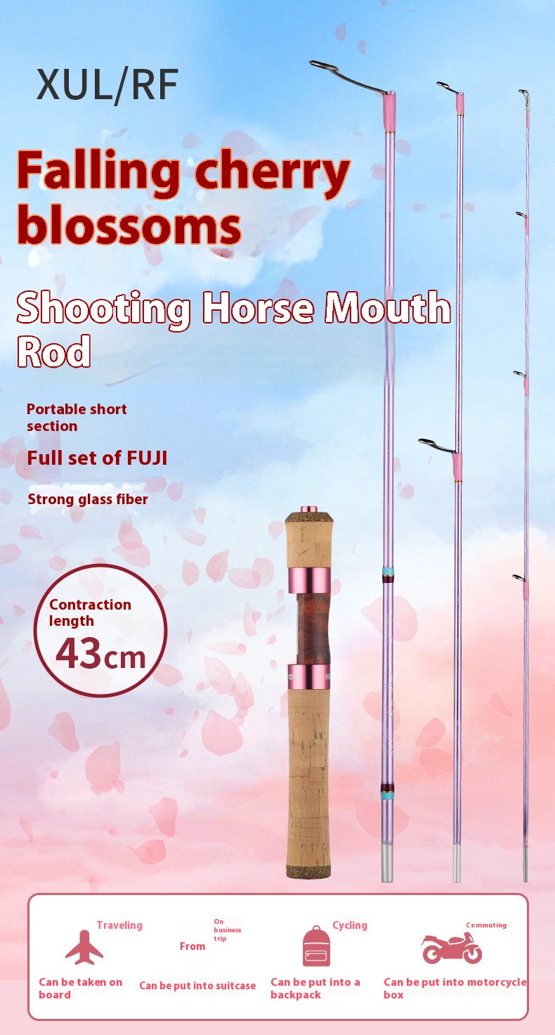 Full Fuji O-Ring 4-Section Micro Lure Rod XUL Ultra Soft Casting Rod Horse Mouth Fiberglass Rod 1.43m Falling Cherry