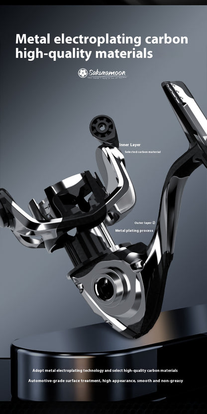 121g Carbon Micro Spinning Reel Sakura Moon Fishing Lure Reel 5.2:1 Gear Ratio Electroplated Fishing Reel